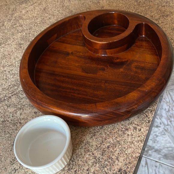 Wooden tray for chips or vegetables with plate for deep - Picture 2 of 3